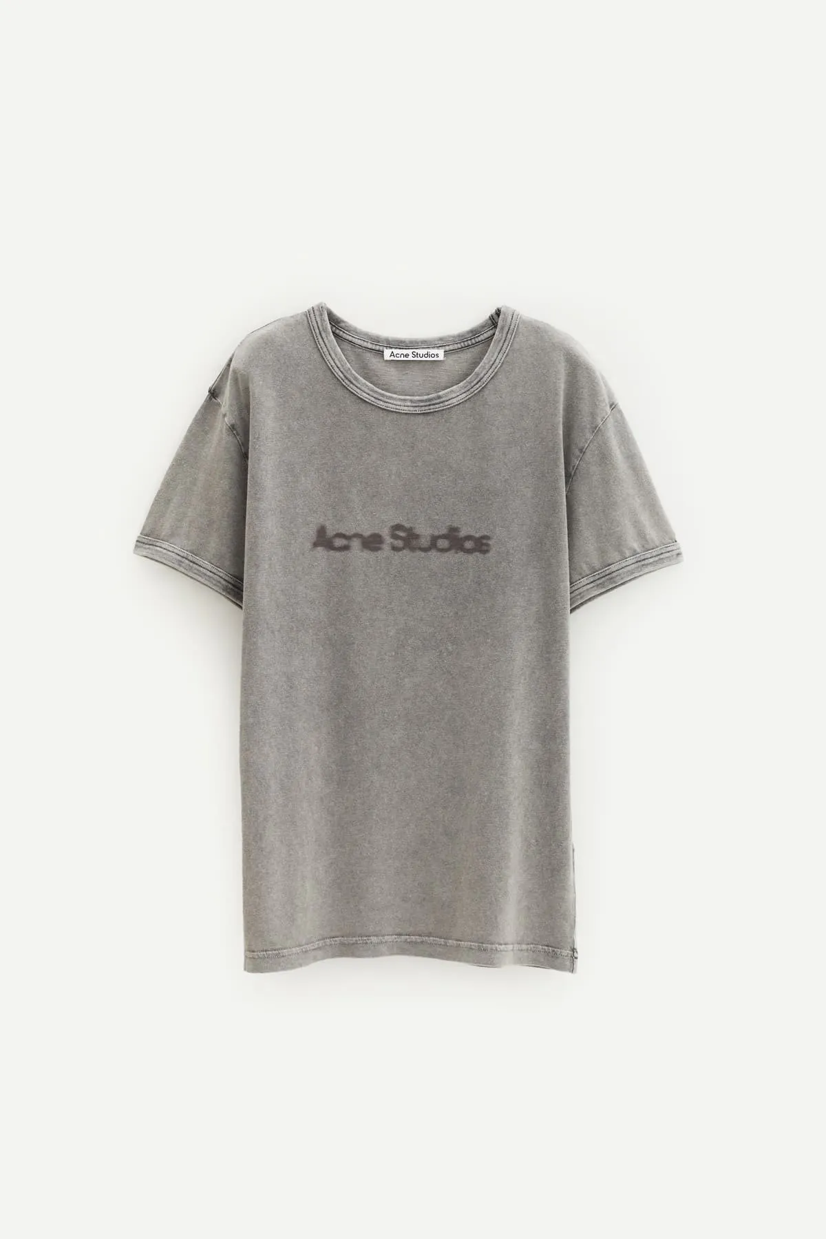 ACNE STUDIOS FADED GREY BLURRED LOGO FITTED TSHIRT