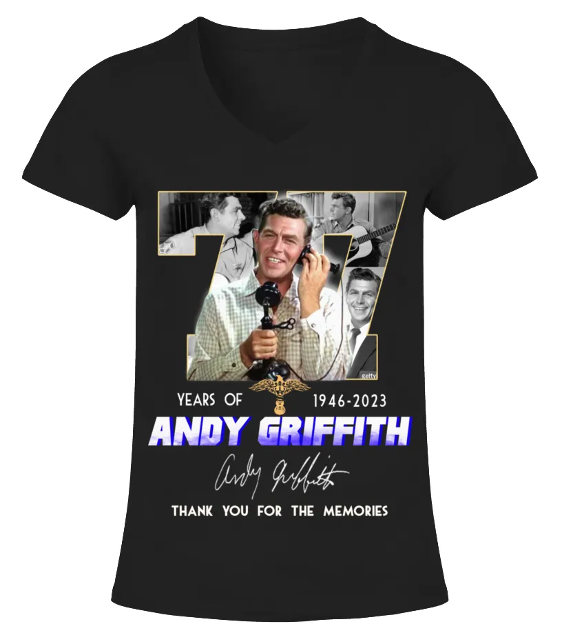 ANDY GRIFFITH 77 YEARS OF 19462023 CAMISETA CUELLO PICO MUJER