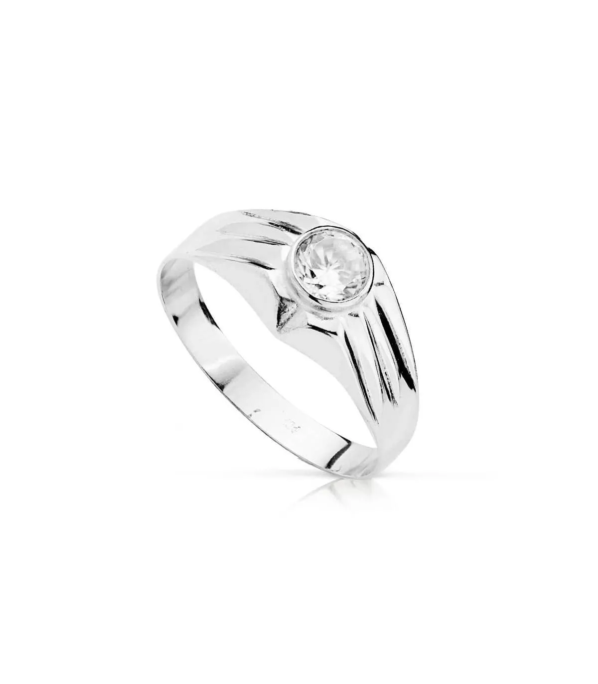 Bague solitaire enfant Alex or blanc 18 K