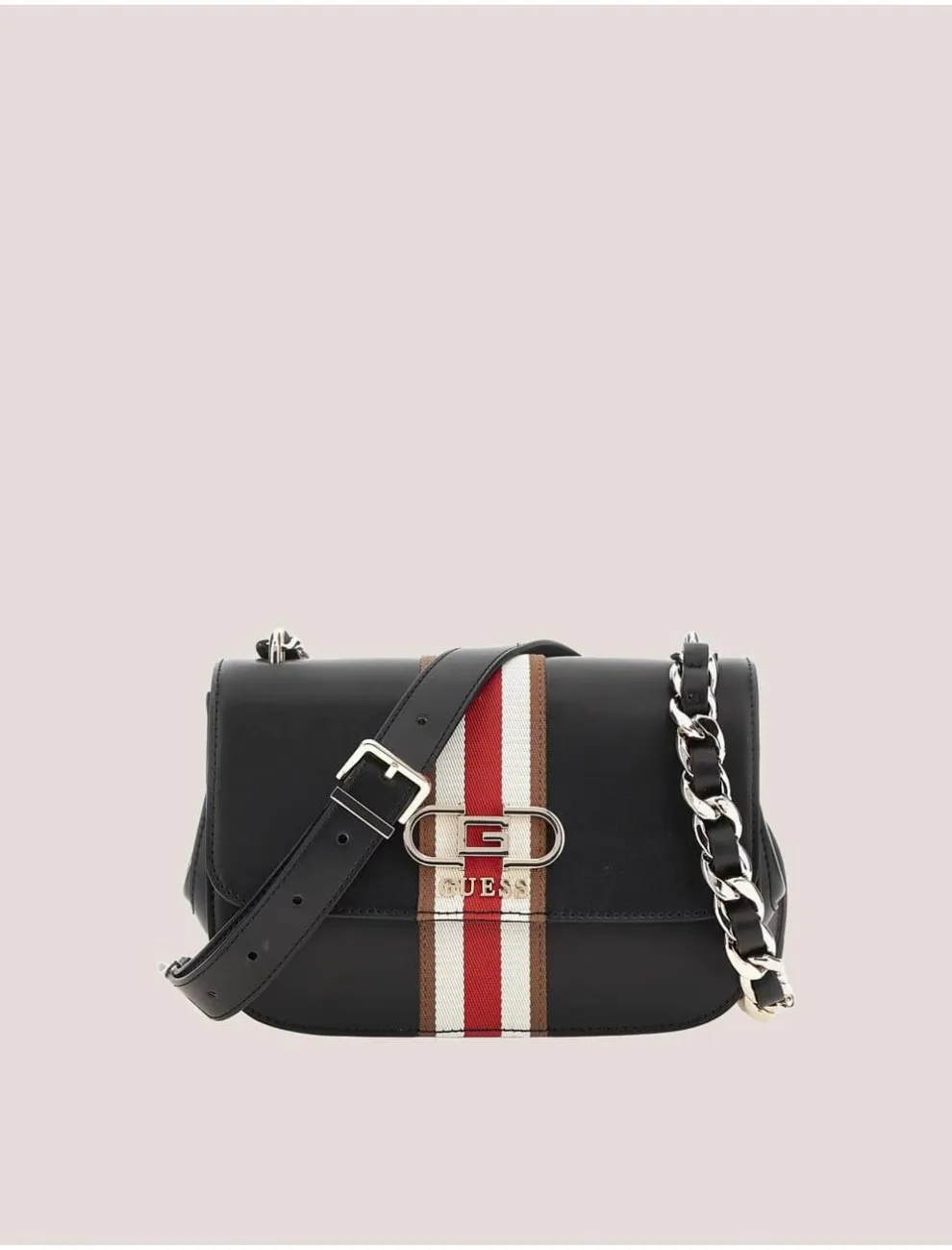 Bandolera Mujer Guess Bolsos Nelka Crossbody Flap Negro