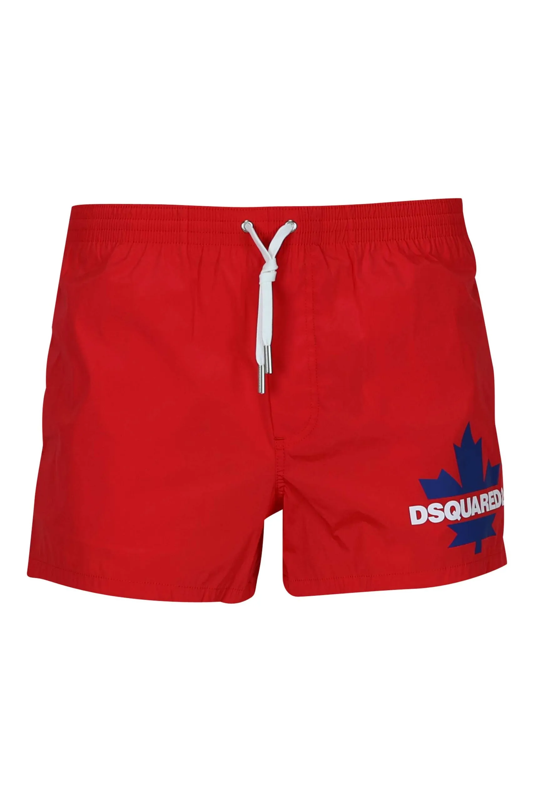 Bañador rojo con minilogo hoja azul