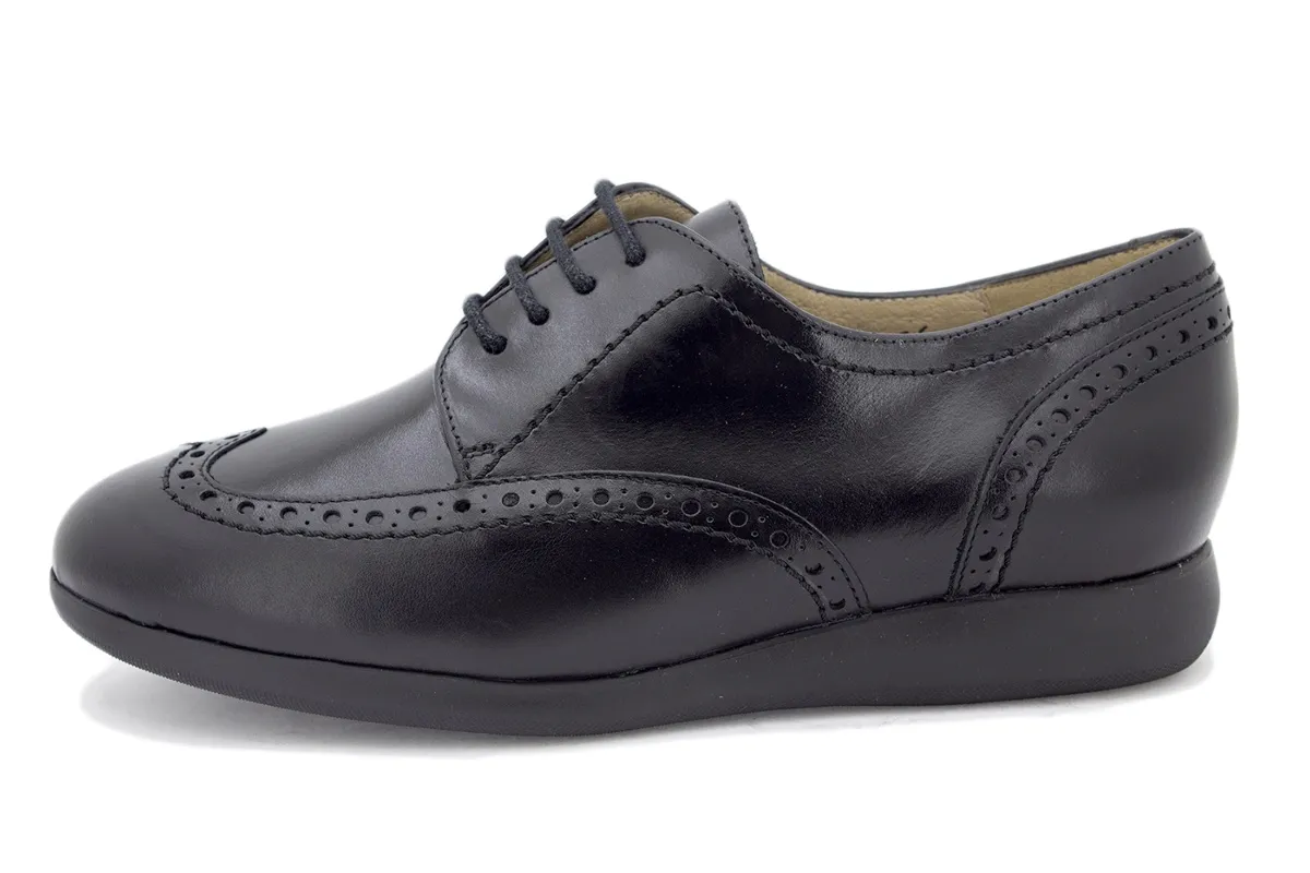 BLACK LEATHER LACEUP SHOE