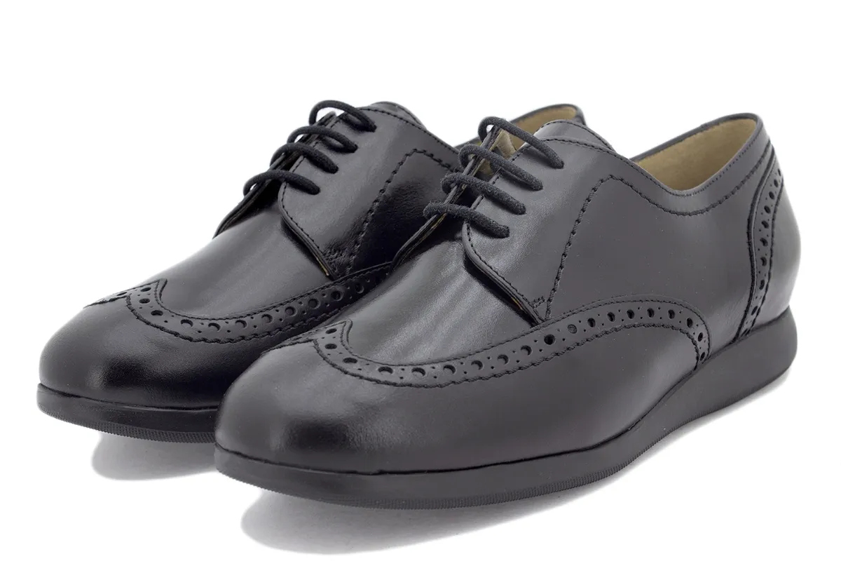 BLACK LEATHER LACEUP SHOE
