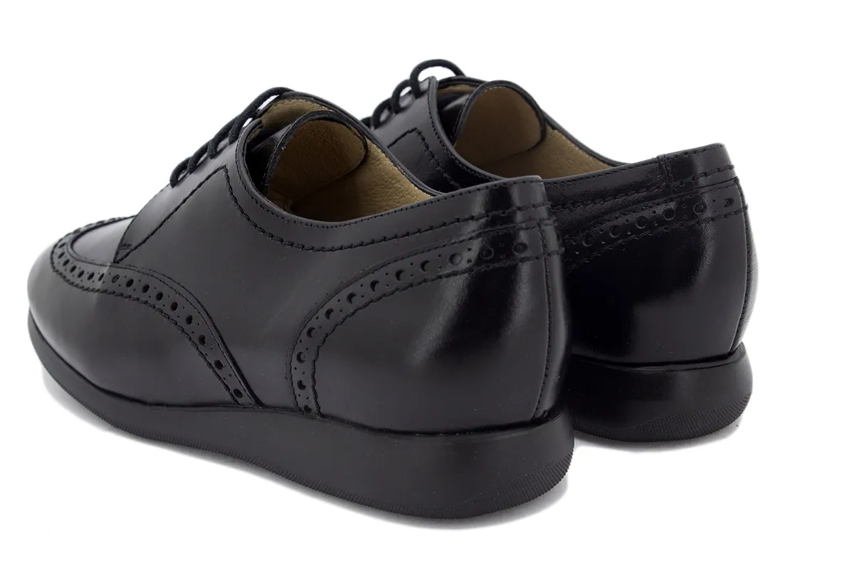 BLACK LEATHER LACEUP SHOE