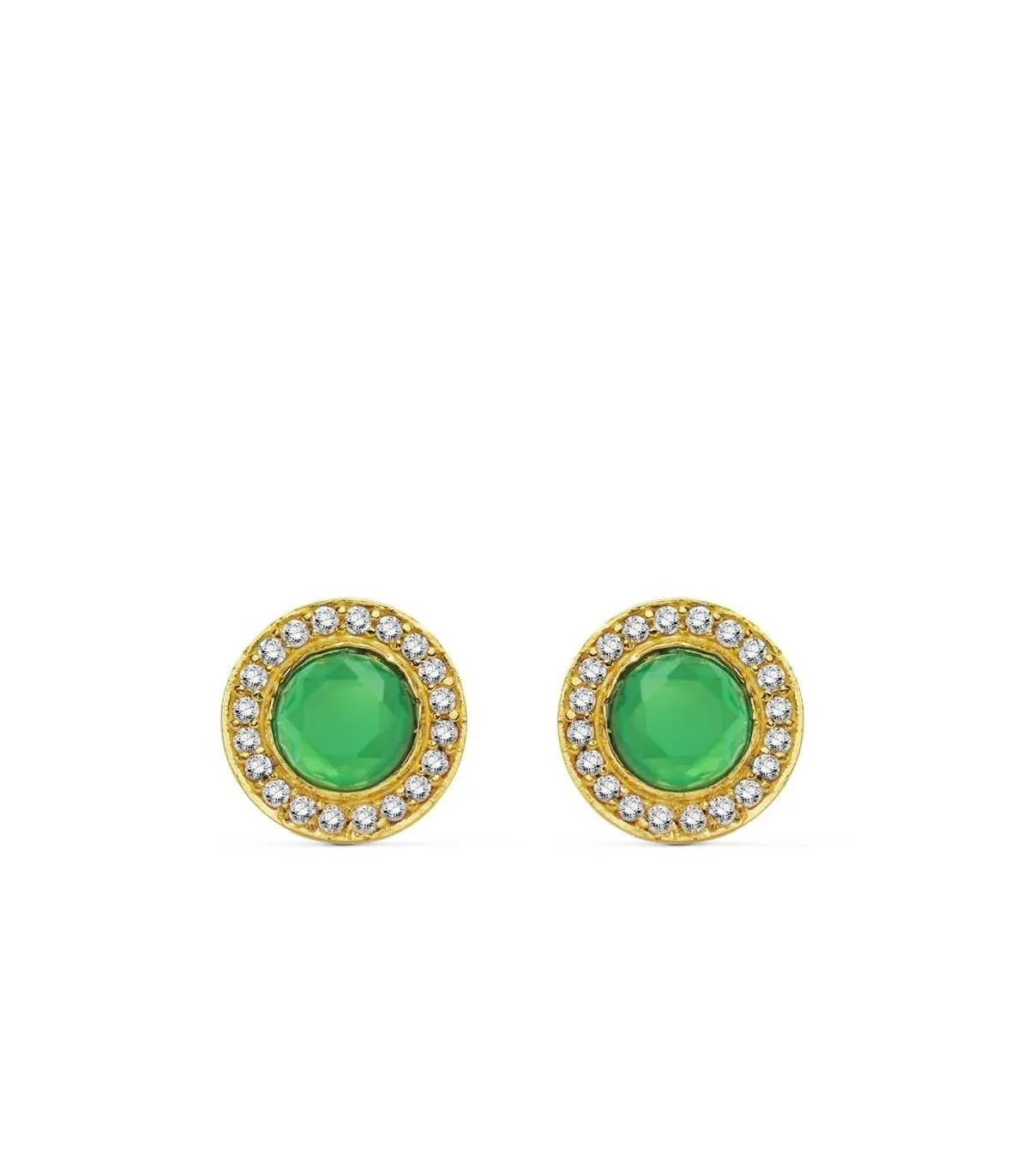 Boucles d'oreilles or jaune Siny vert 18 carats