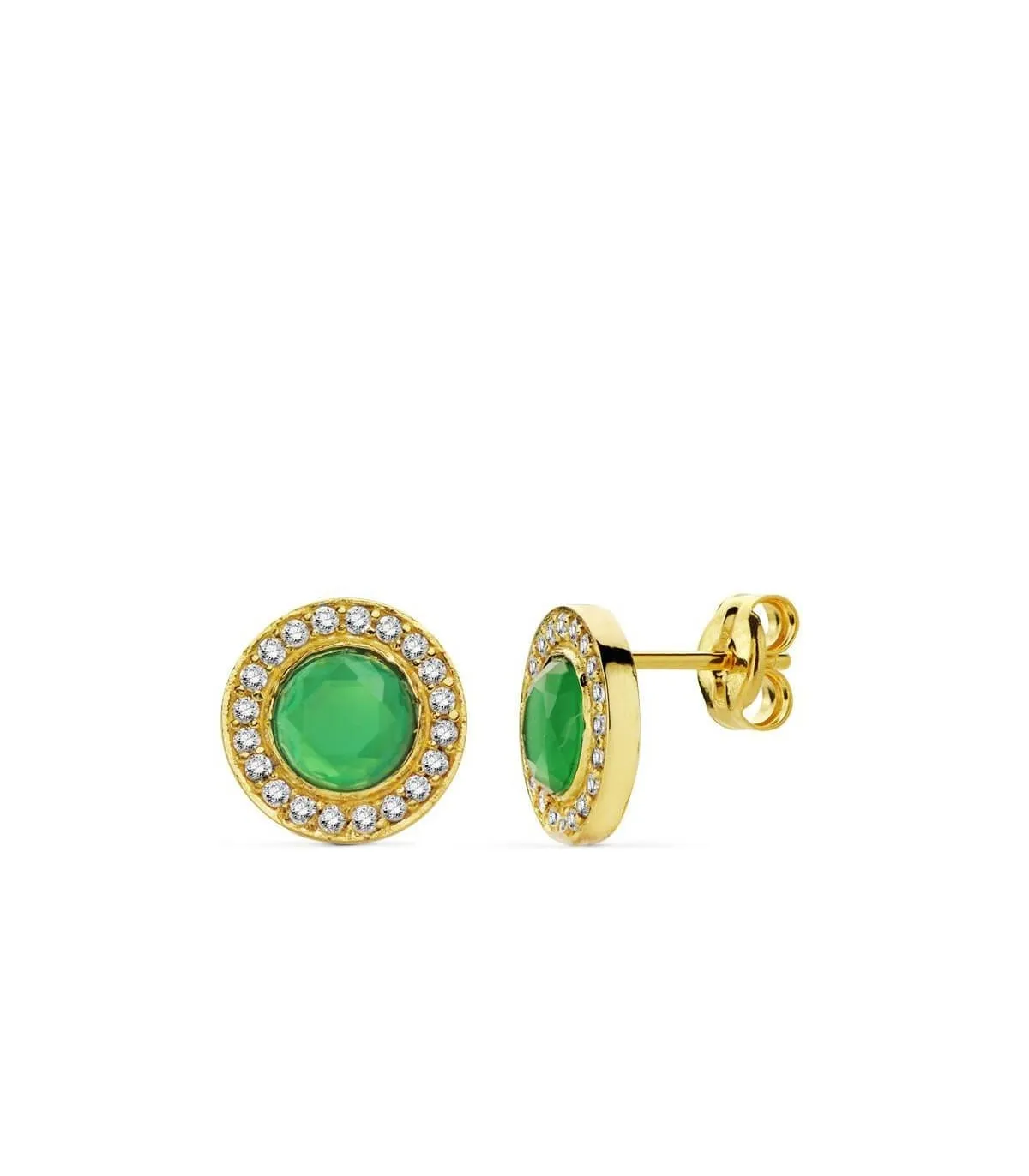 Boucles d'oreilles or jaune Siny vert 18 carats