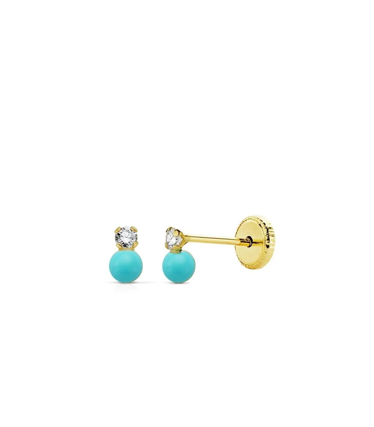 Boucles d'oreilles or turquoise Elda 3 mm 18 Carats