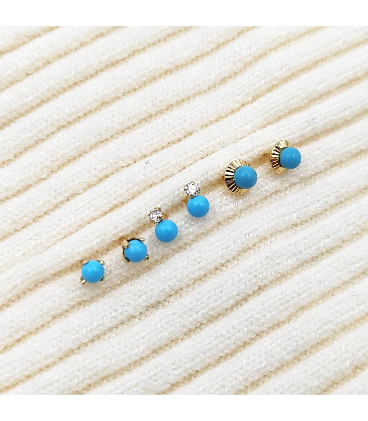 Boucles d'oreilles or turquoise Elda 3 mm 18 Carats