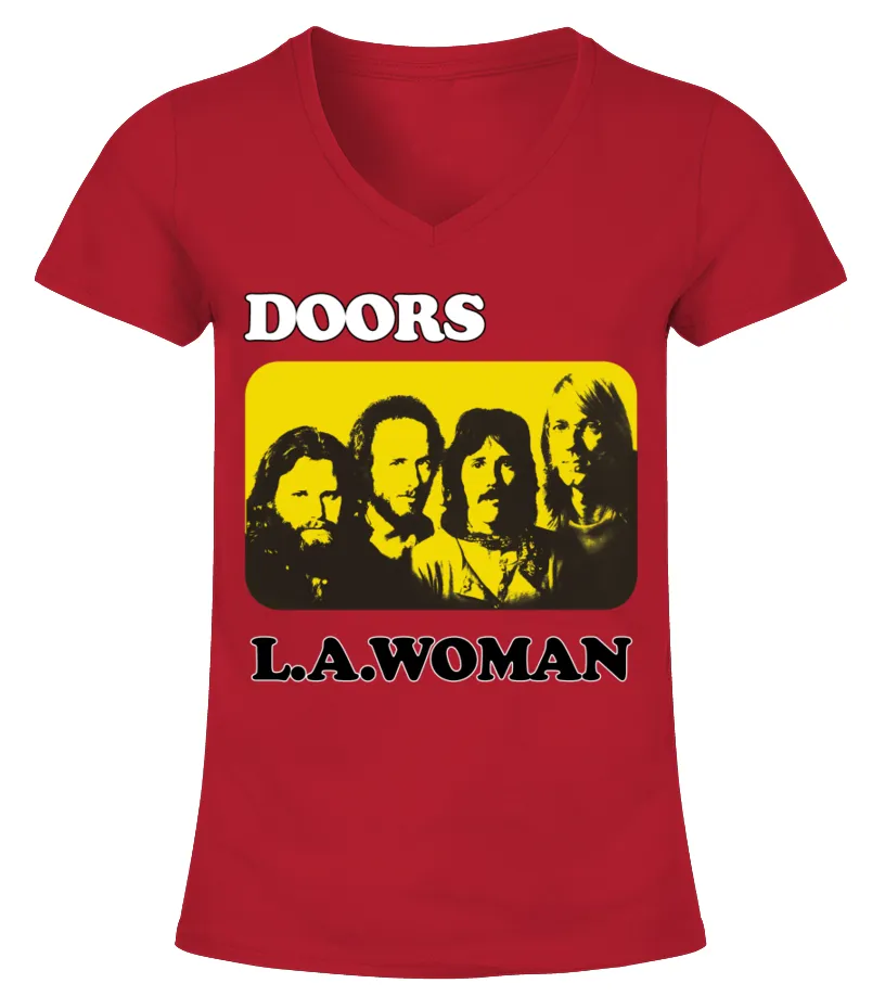 BSA112MR.RD. L.A. WOMAN (1970)  THE DOORS CAMISETA CUELLO PICO MUJER