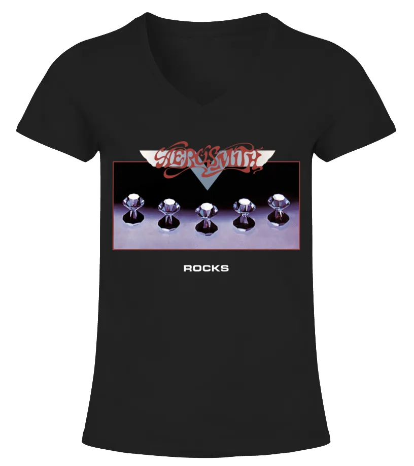 BSABK. AEROSMITH, 'ROCKS' CAMISETA CUELLO PICO MUJER