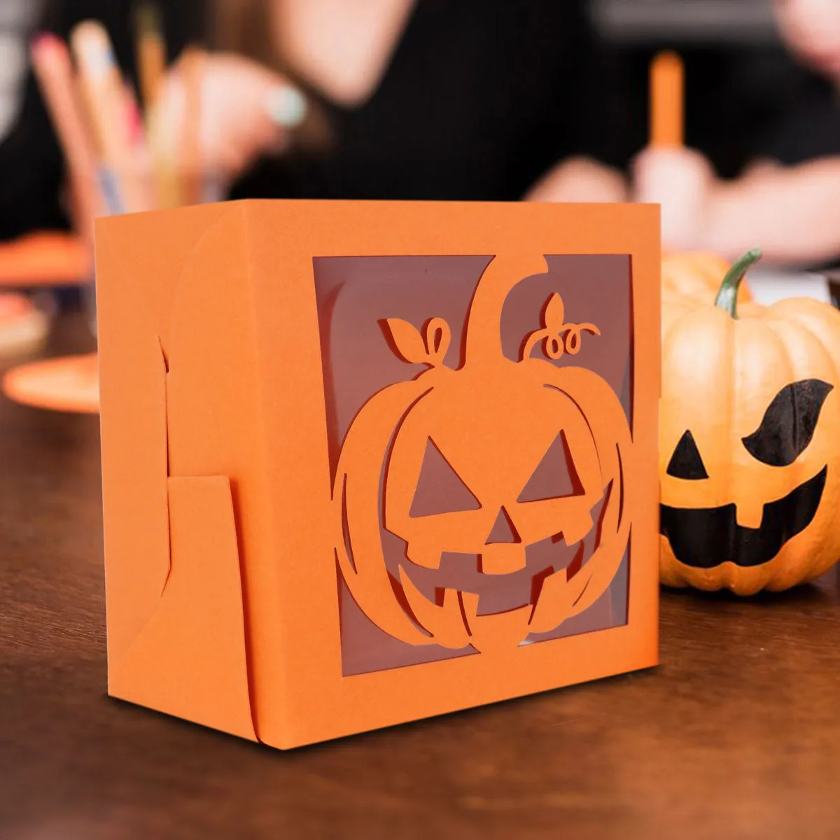 Caja de Cartón para Dulces con Diseo de Calabaza