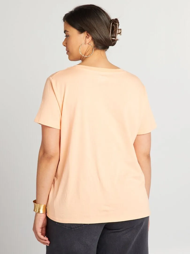 CAMISETA DE ALGODóN CON ESTAMPADO  NARANJA