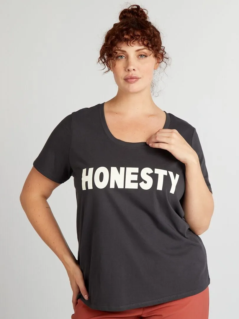CAMISETA DE ALGODóN CON ESTAMPADO  NEGRO