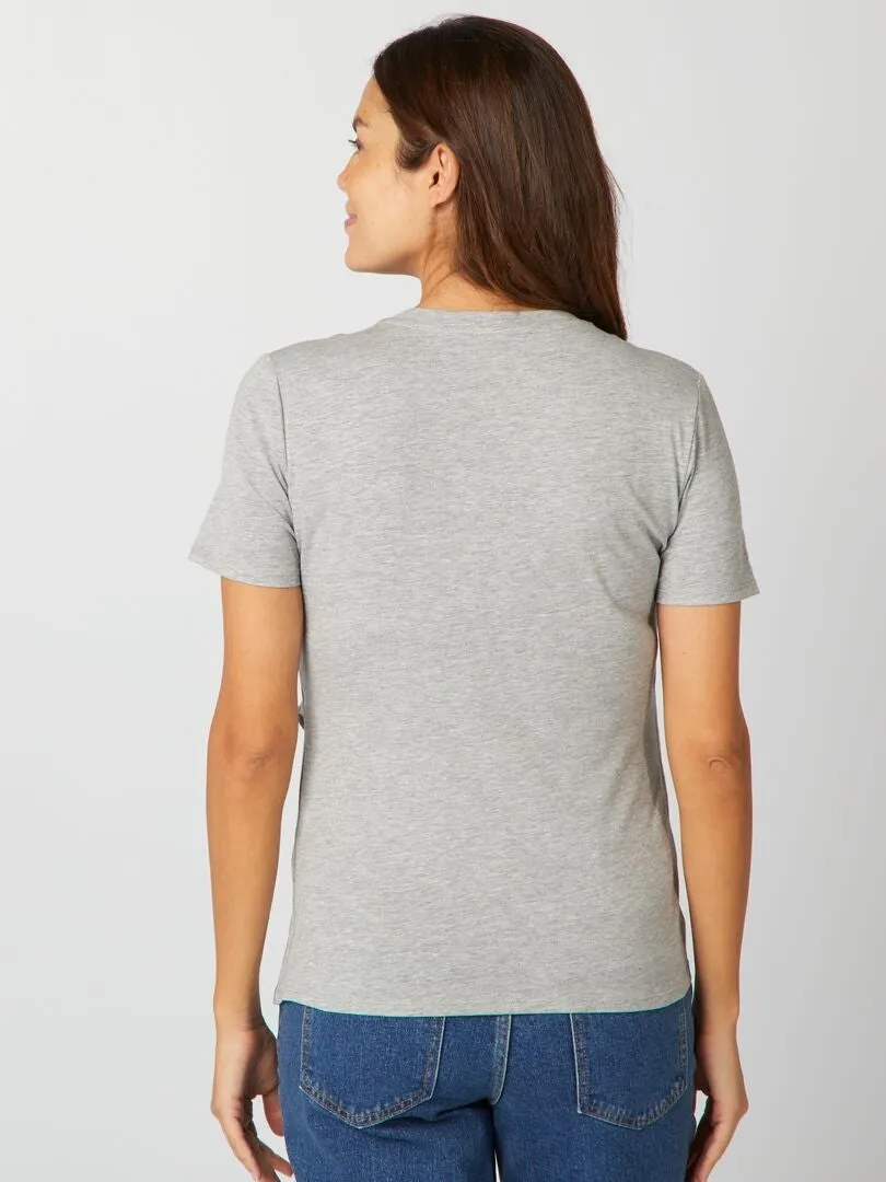 CAMISETA DE LACTANCIA CRUZADA  GRIS