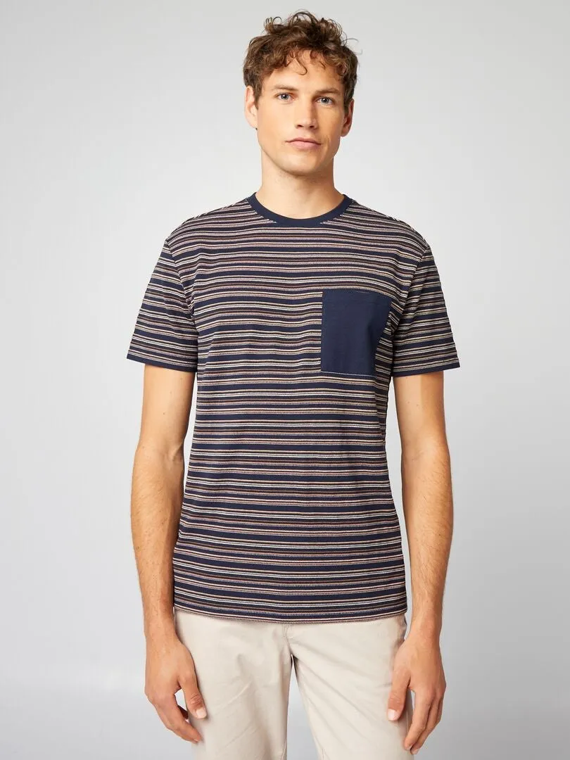 CAMISETA DE MANGA CORTA DE RAYAS  AZUL