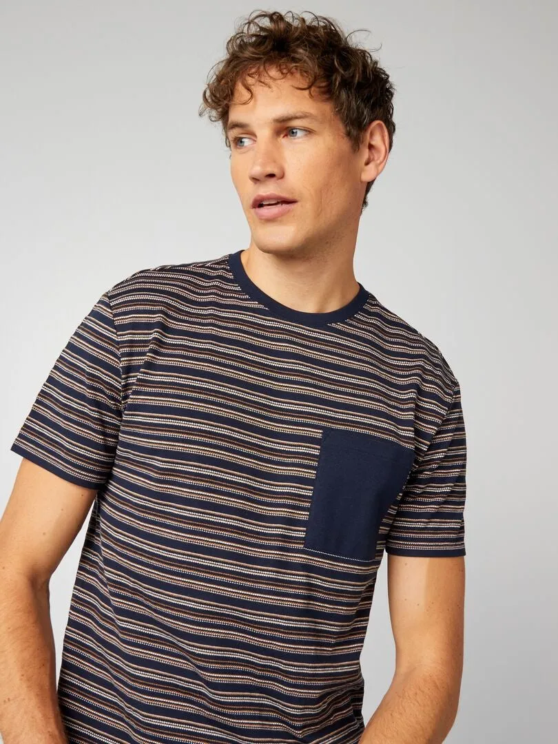 CAMISETA DE MANGA CORTA DE RAYAS  AZUL
