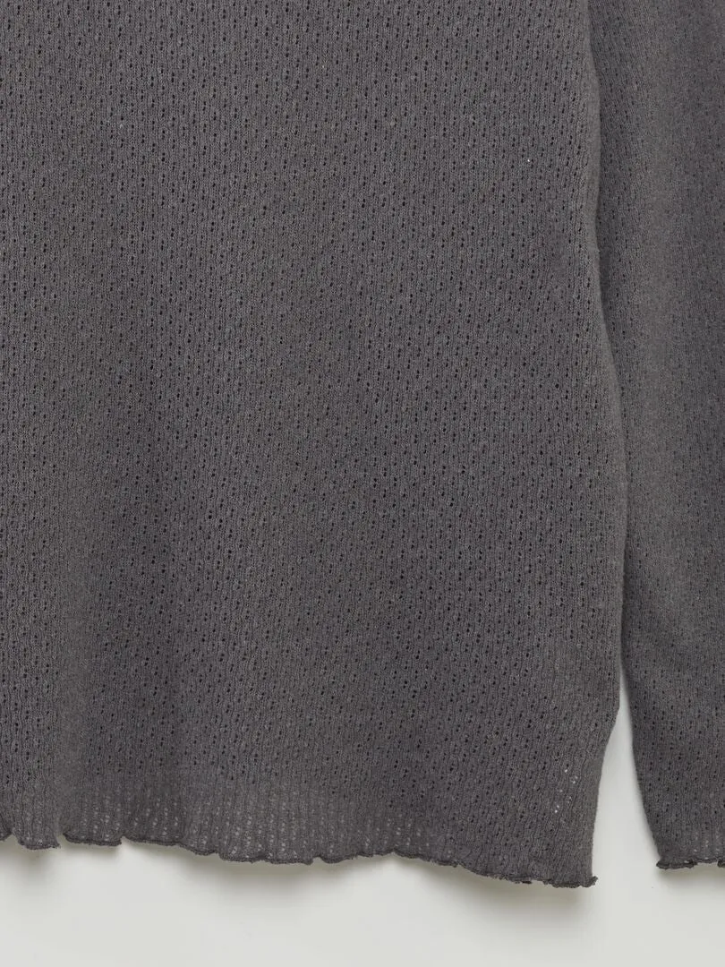 CAMISETA DE PUNTO CALADO  GRIS