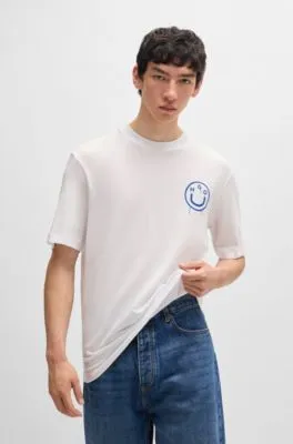 Camiseta de punto de algodón con logos