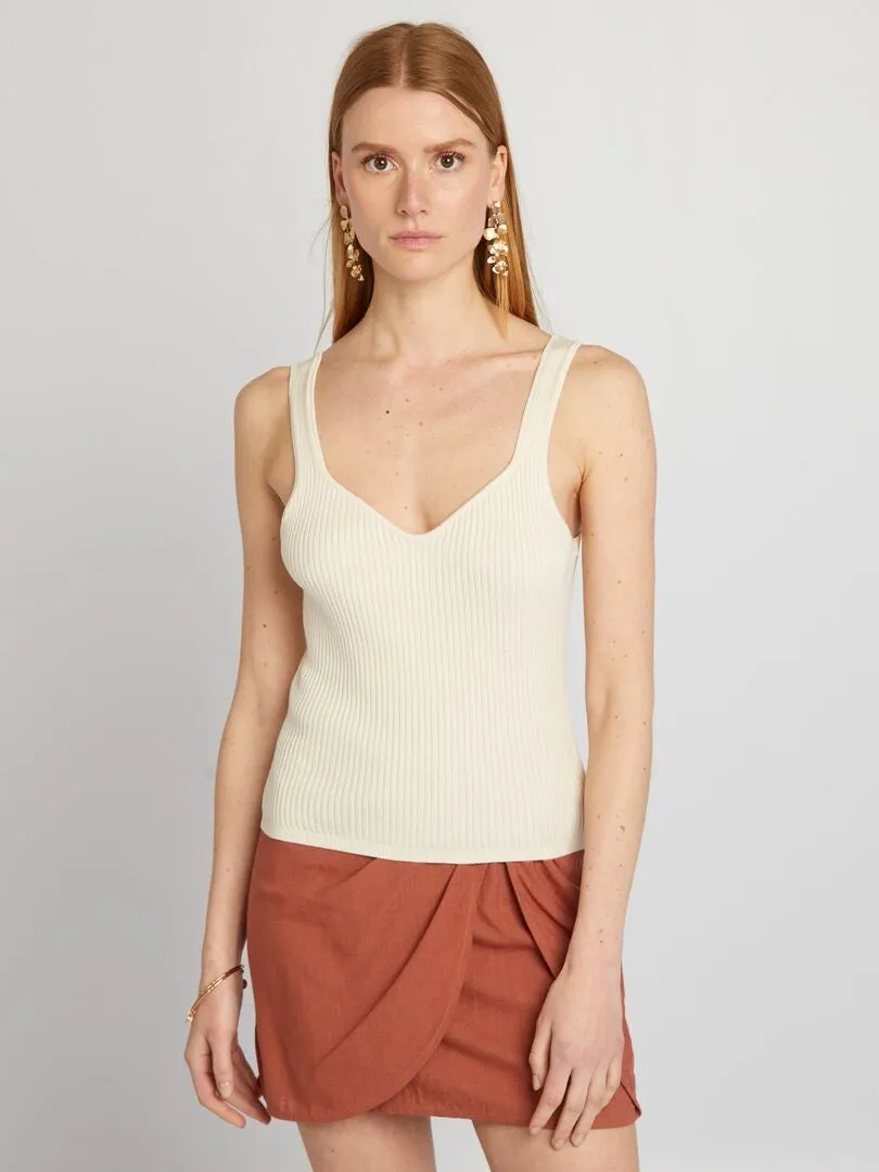 CAMISETA DE TIRANTES DE PUNTO DE CANALé  BLANCO