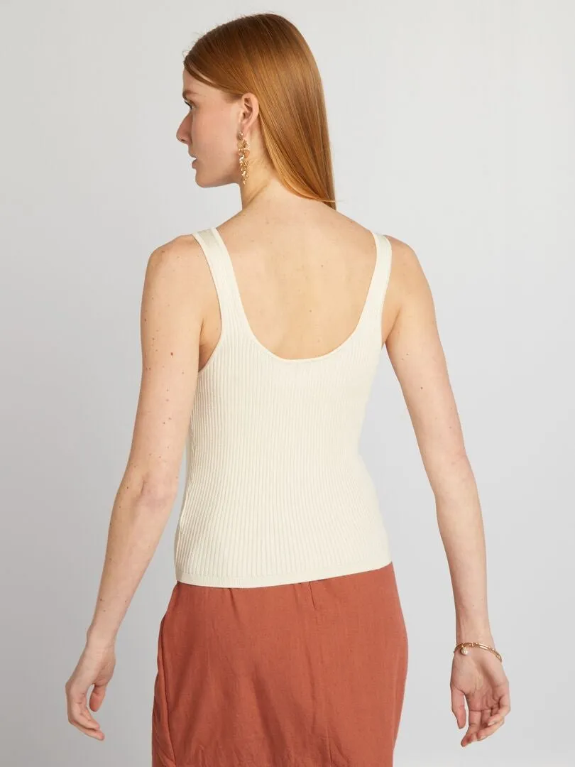 CAMISETA DE TIRANTES DE PUNTO DE CANALé  BLANCO