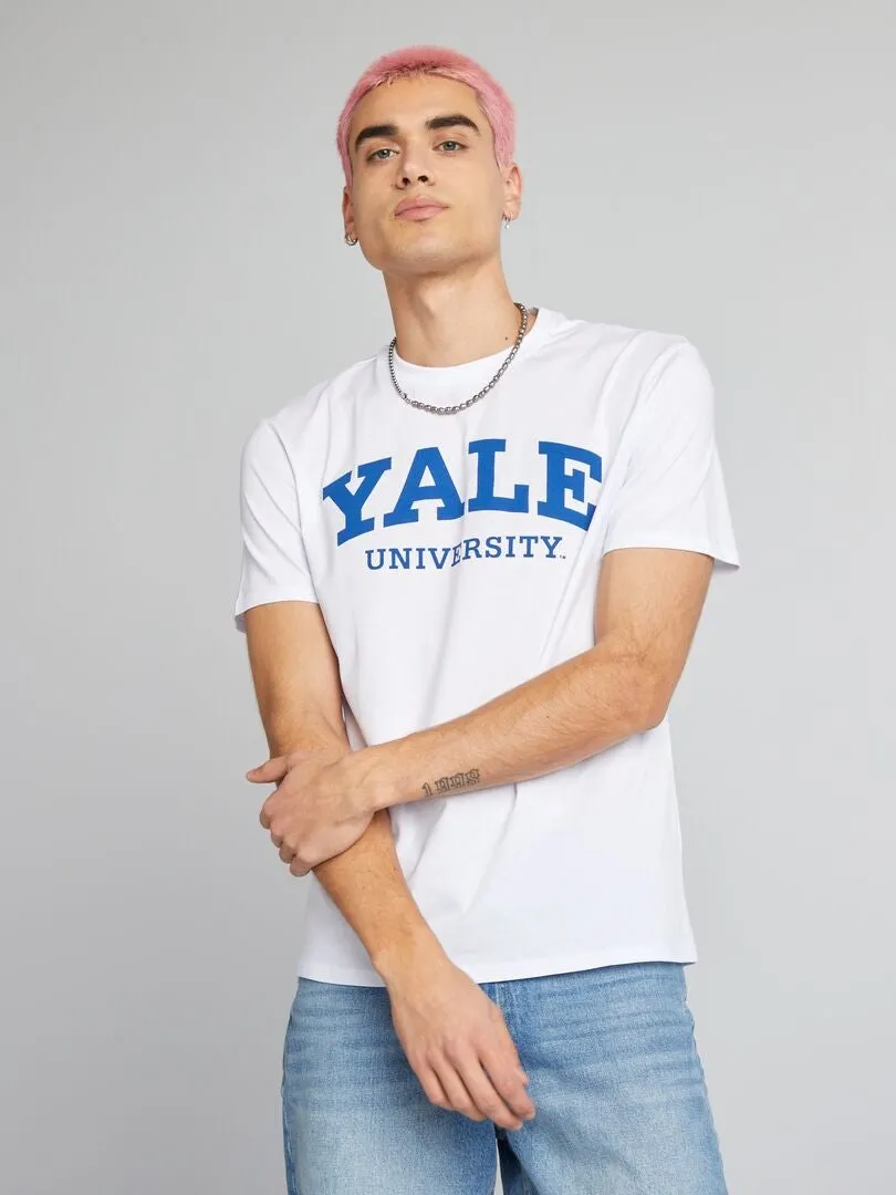 CAMISETA ESTILO UNIVERSITARIO 'YALE'  BLANCO