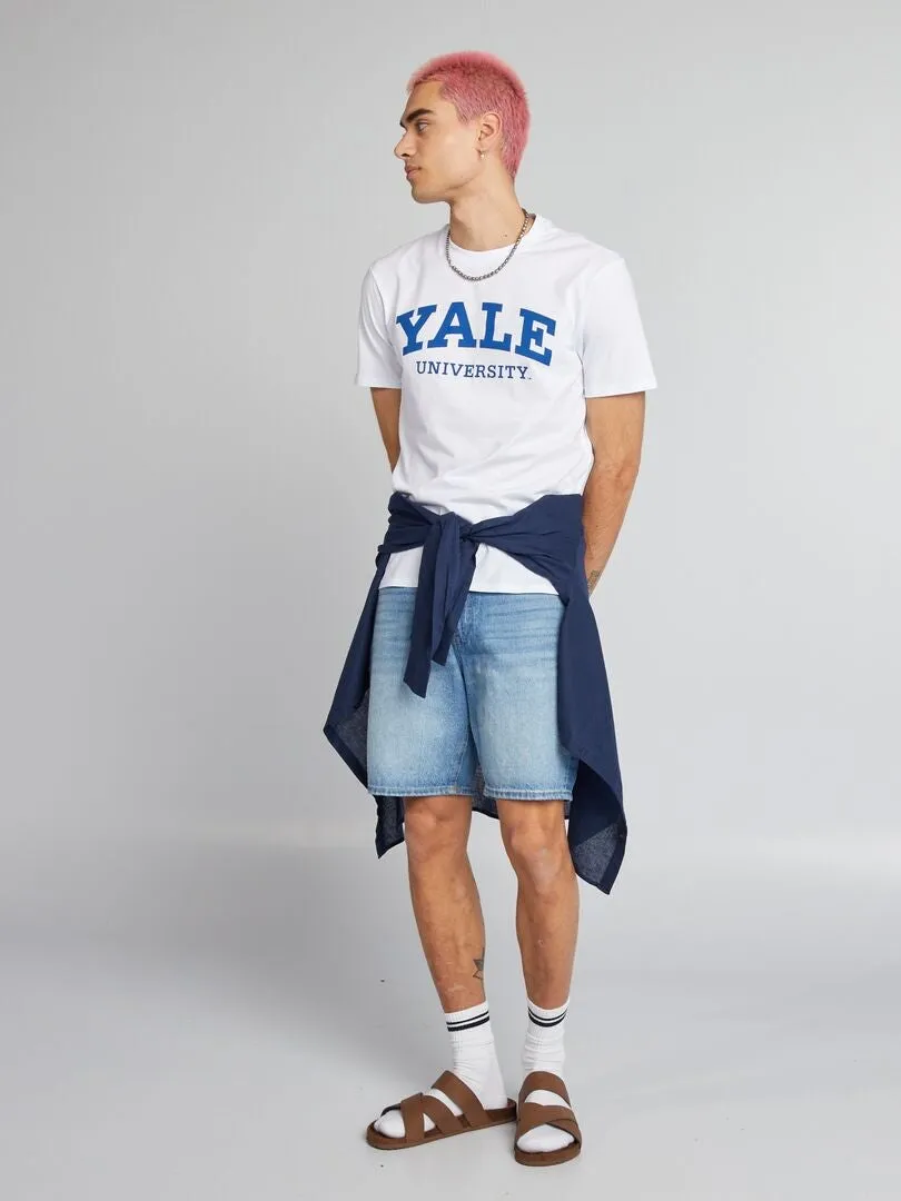 CAMISETA ESTILO UNIVERSITARIO 'YALE'  BLANCO
