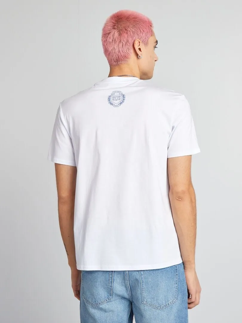 CAMISETA ESTILO UNIVERSITARIO 'YALE'  BLANCO