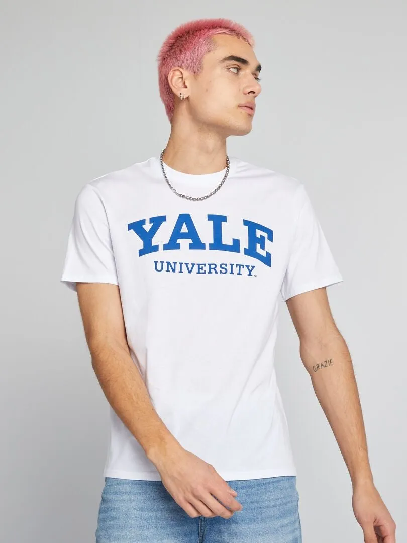 CAMISETA ESTILO UNIVERSITARIO 'YALE'  BLANCO