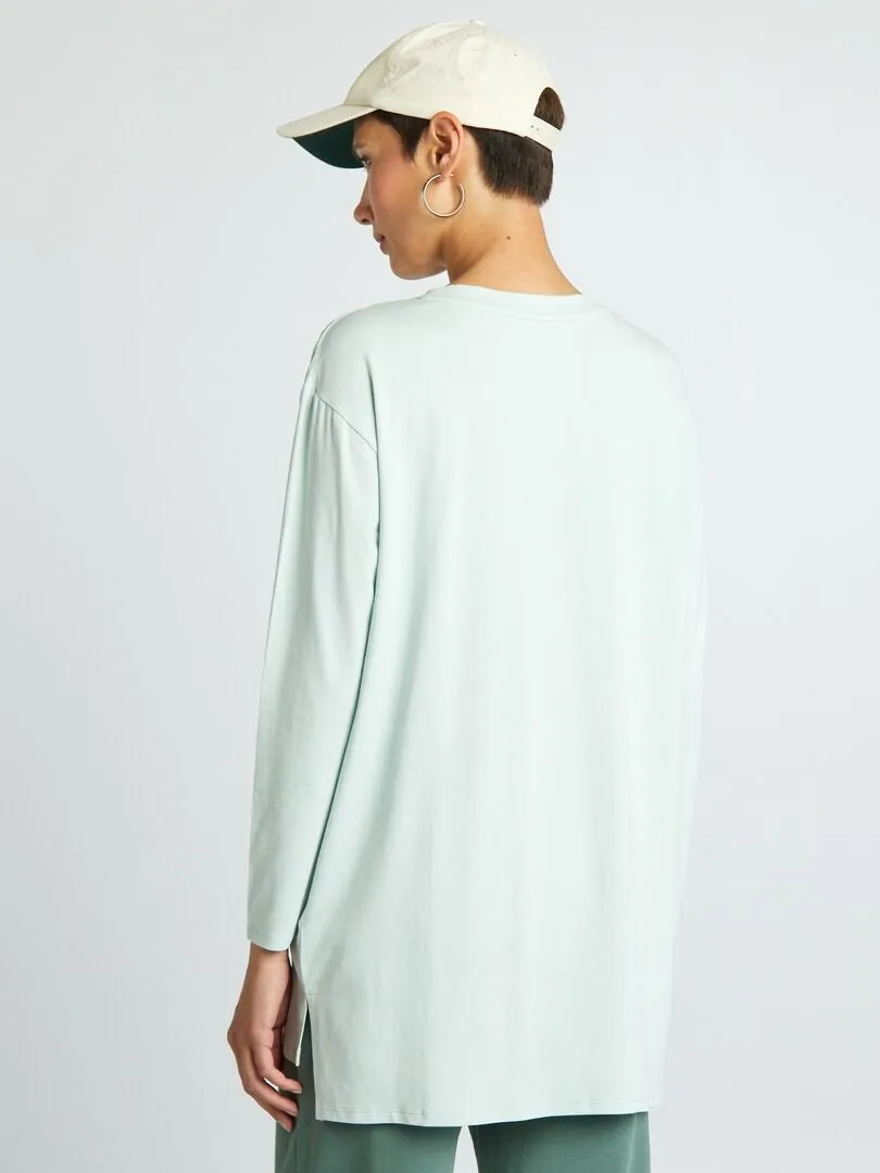 CAMISETA LARGA FLUIDA  VERDE