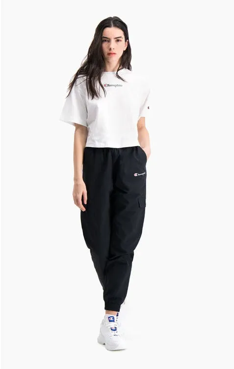 CAMISETA MANGA CORTA CHAMPION CHICA SCRIPT LOGO CROPPED BOXY TSHIRT REF. 112652 BLANCA LOGO PEQUEñO BRILLANTE