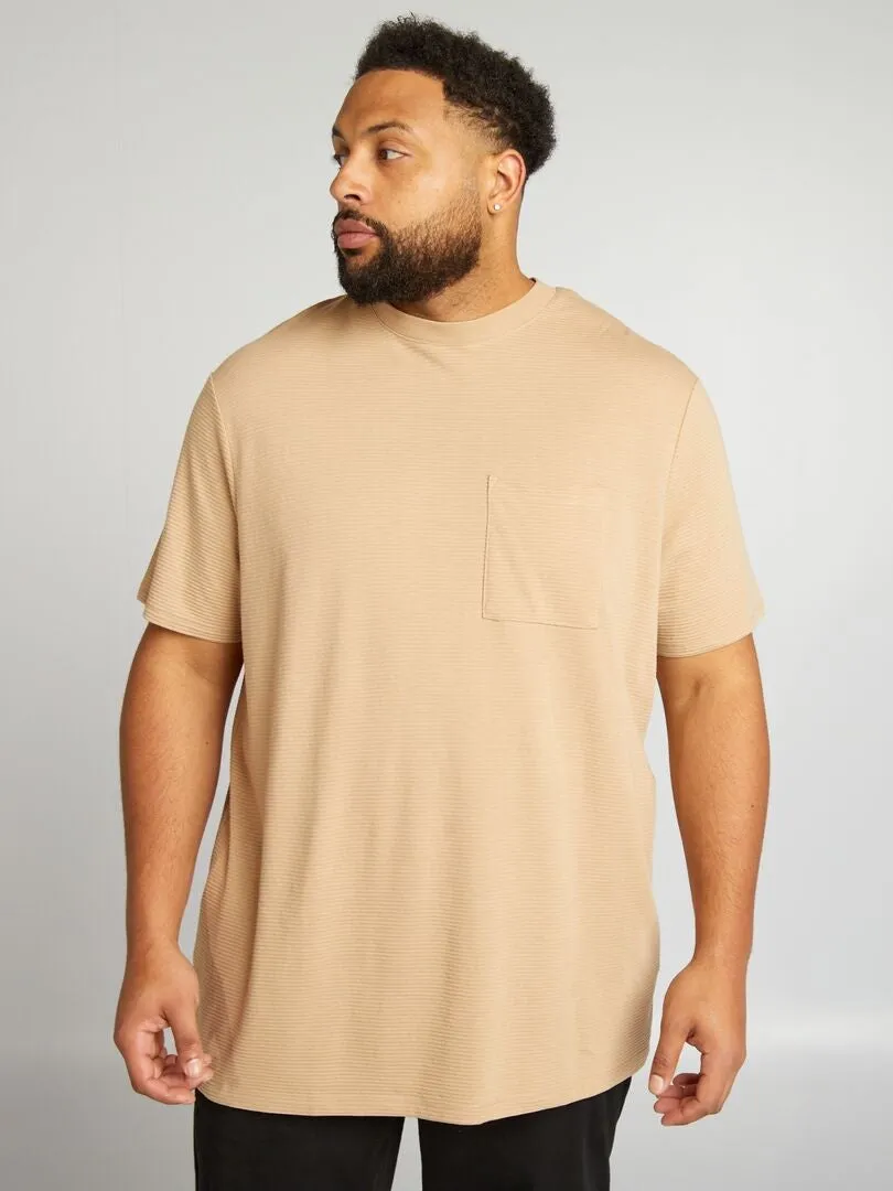 CAMISETA TEXTURIZADA LISA  BEIGE