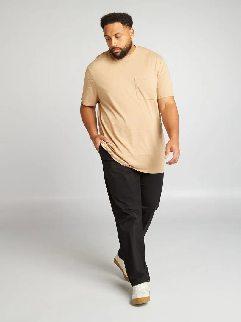 CAMISETA TEXTURIZADA LISA  BEIGE