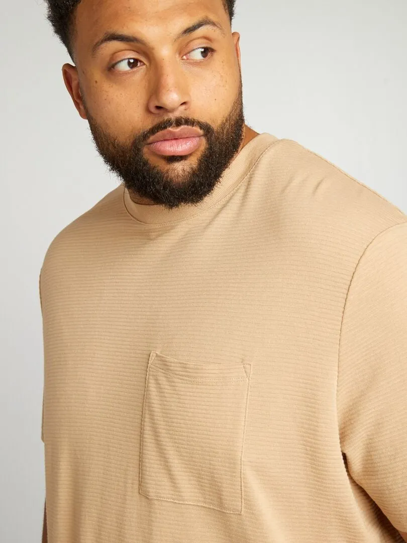 CAMISETA TEXTURIZADA LISA  BEIGE