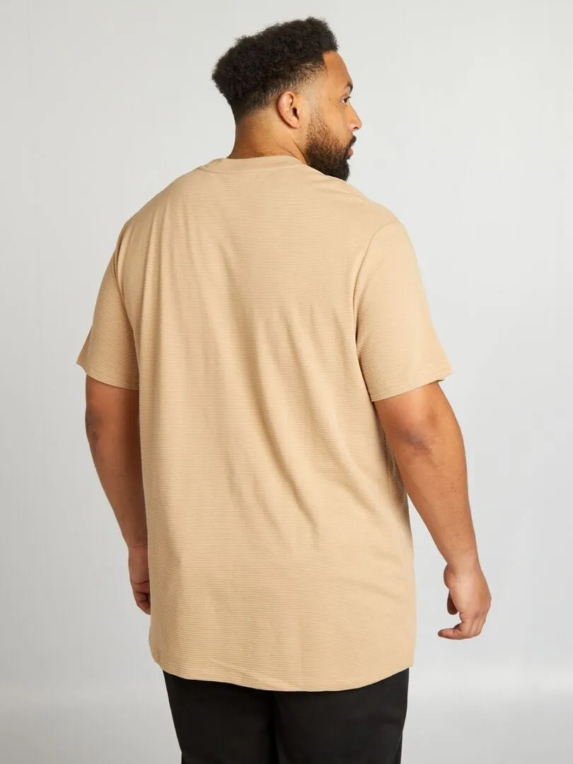 CAMISETA TEXTURIZADA LISA  BEIGE