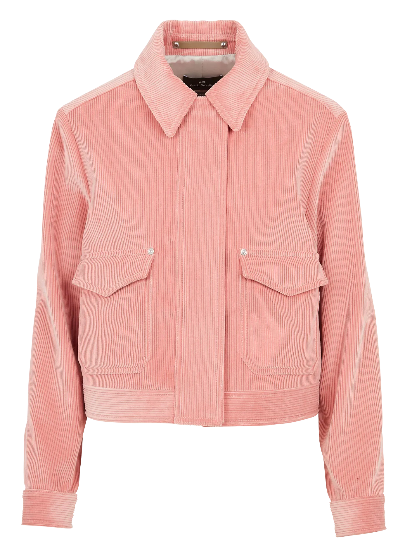 Chaqueta de canalé de algodón recta en rosa