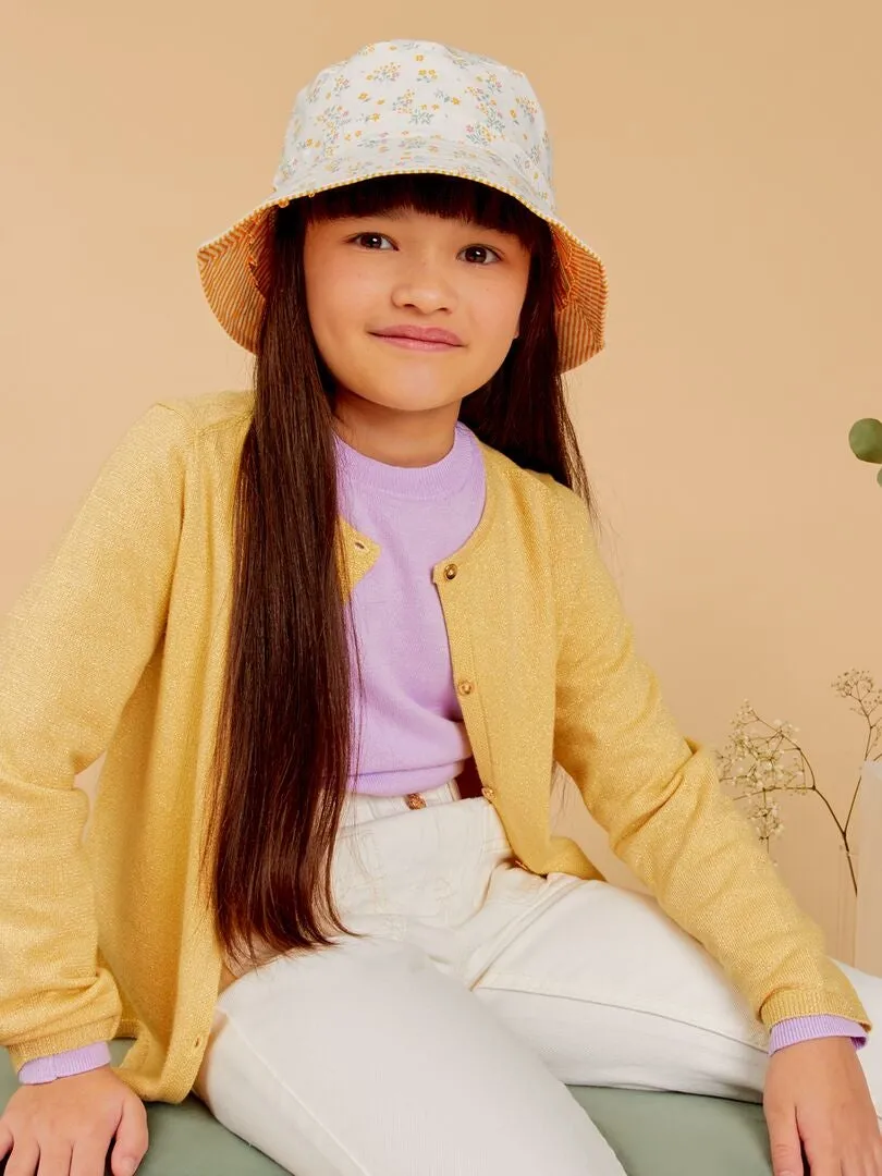 CHAQUETA DE PUNTO CON BOTONES DE FANTASíA  AMARILLO