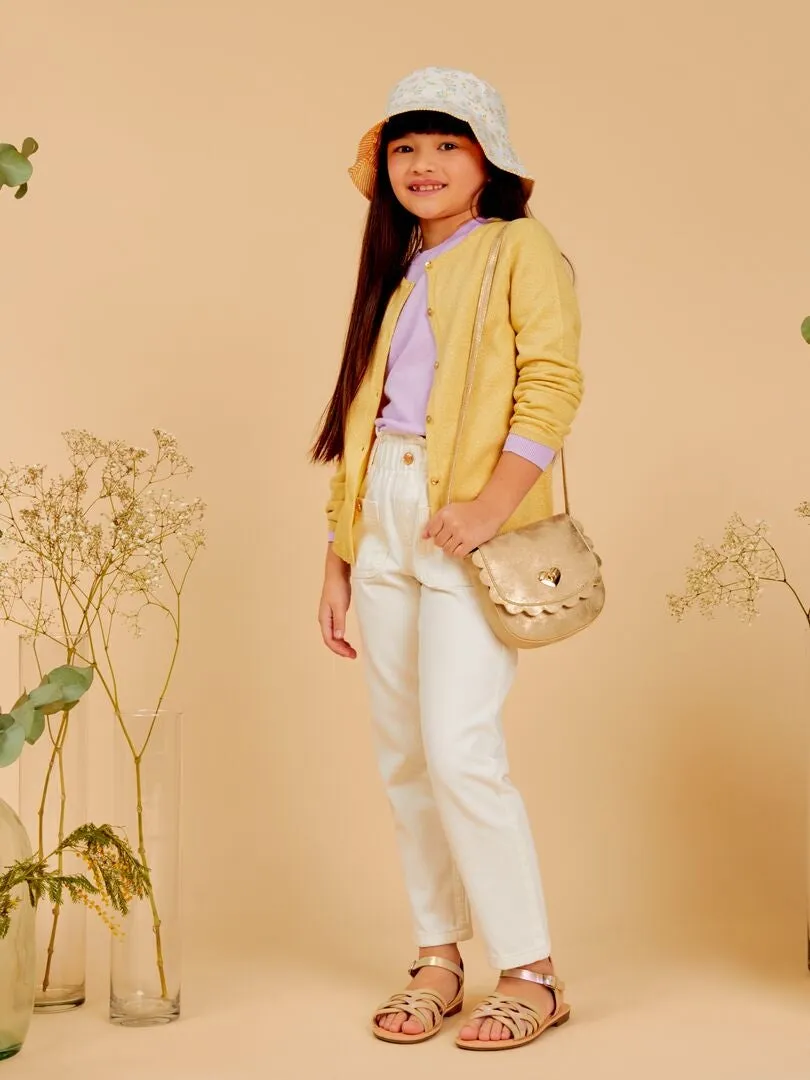 CHAQUETA DE PUNTO CON BOTONES DE FANTASíA  AMARILLO