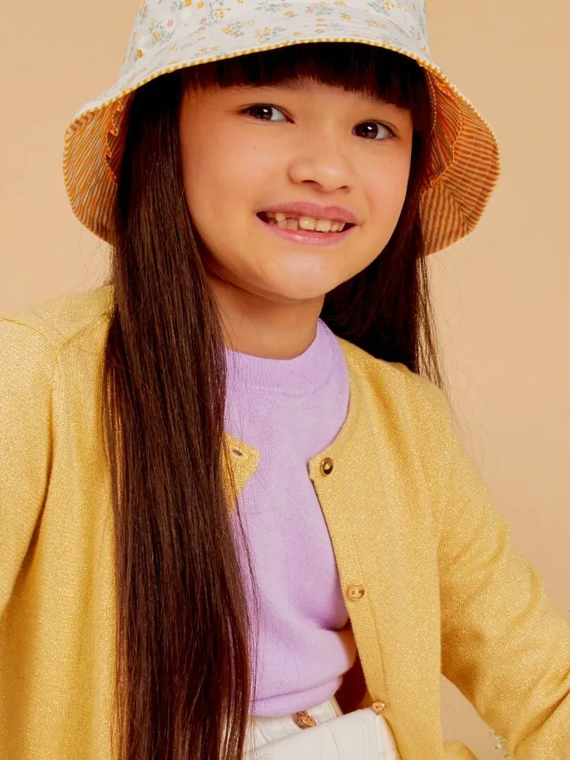 CHAQUETA DE PUNTO CON BOTONES DE FANTASíA  AMARILLO