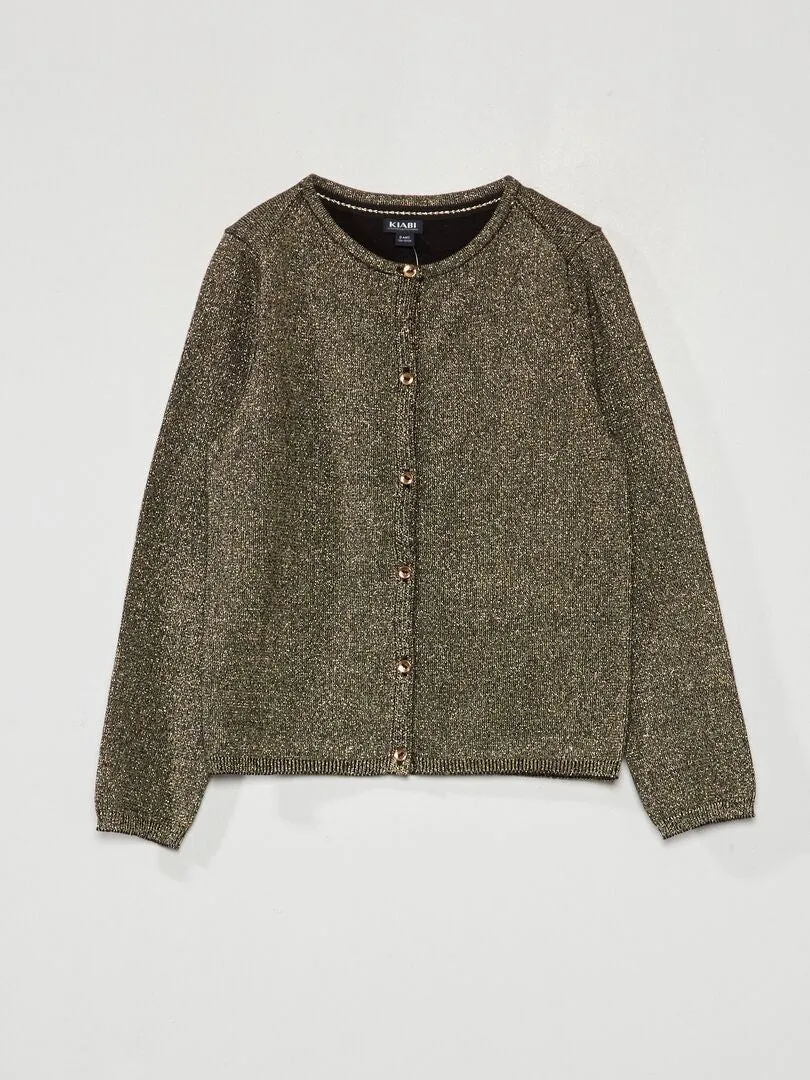 CHAQUETA DE PUNTO CON BOTONES DE FANTASíA  NEGRO