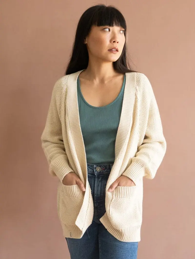 Chaqueta larga de algodón orgánico crudo