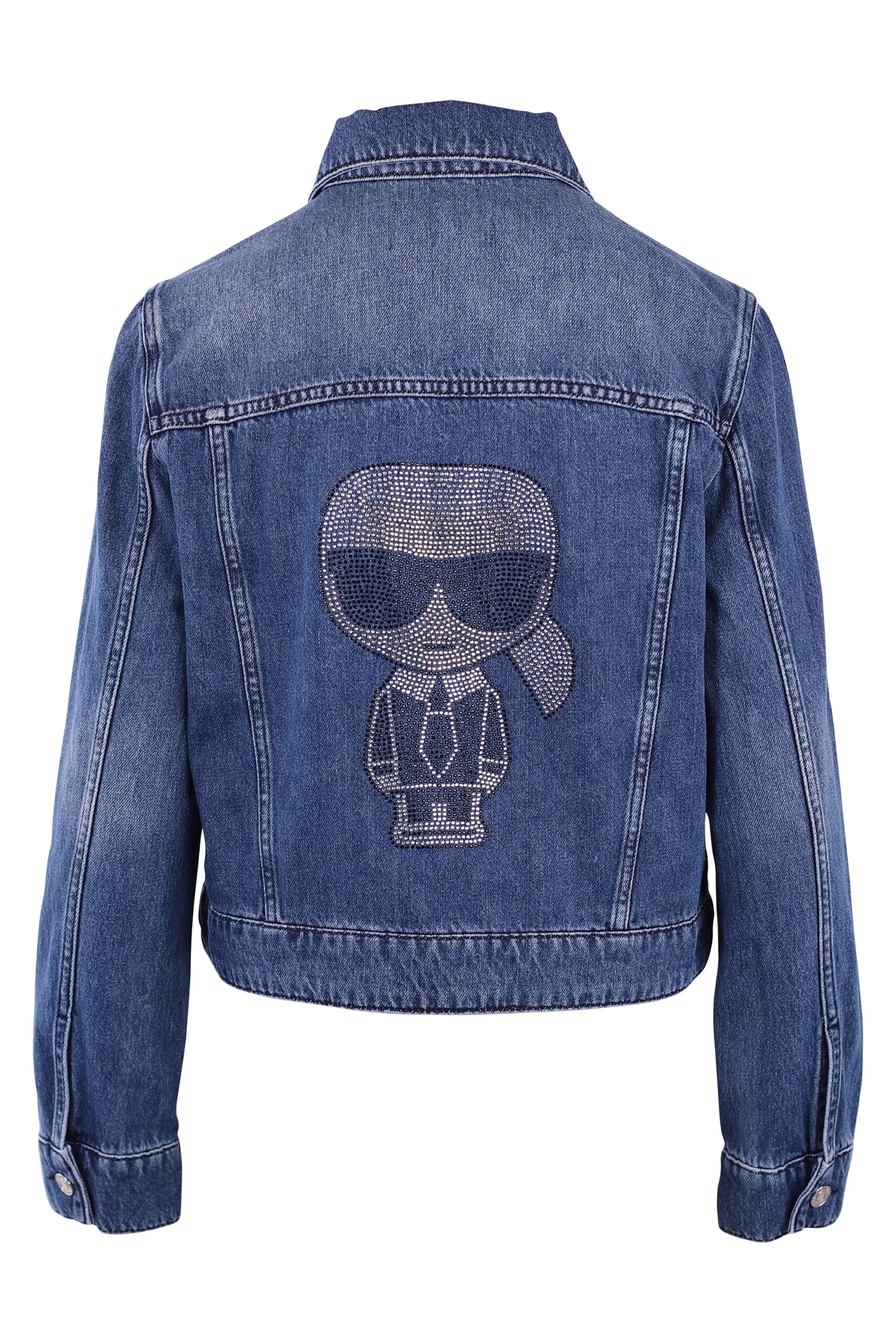 Chaqueta vaquera azul con logo kar con cristales