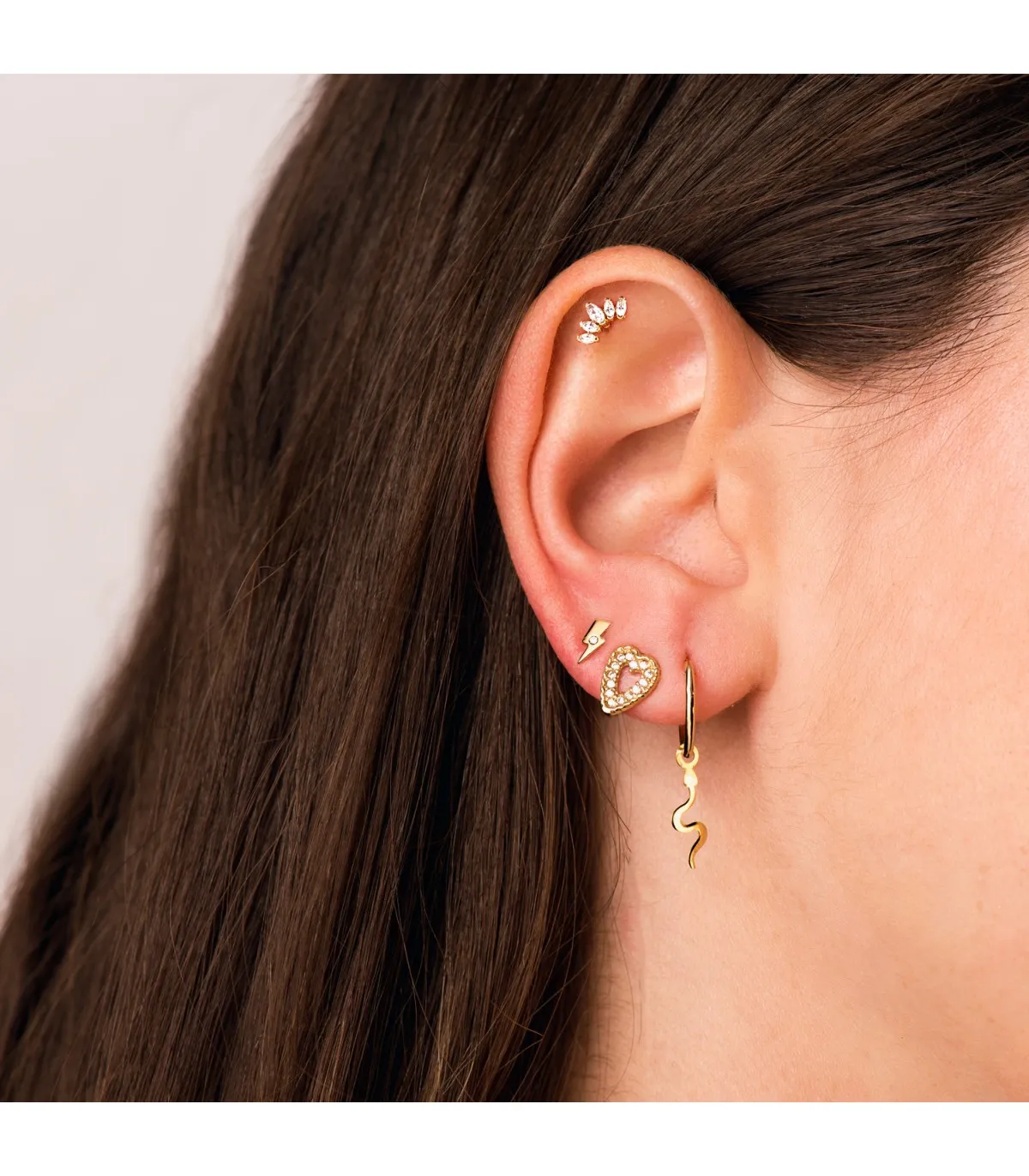 Clous d'oreilles Or 18K Foudre