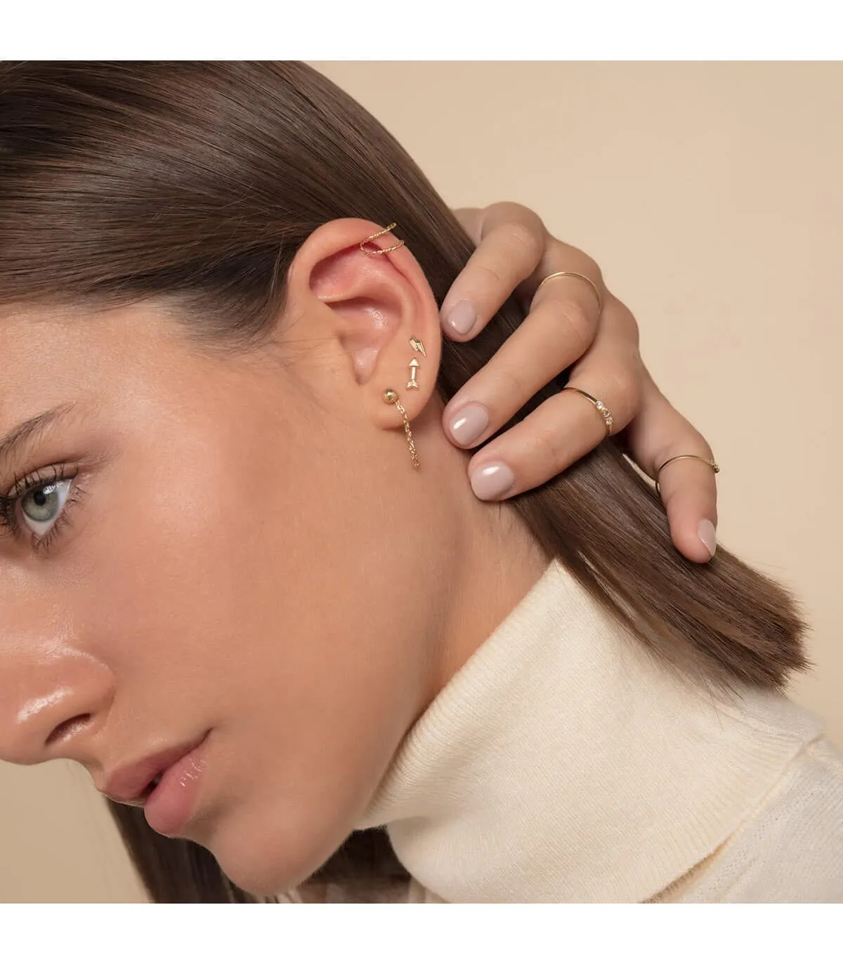 Clous d'oreilles Or 18K Foudre