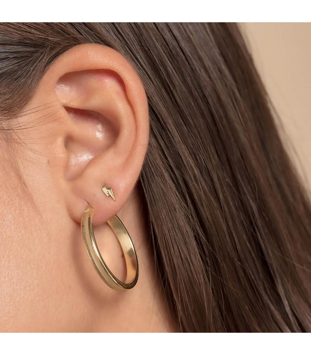 Clous d'oreilles Or 18K Foudre