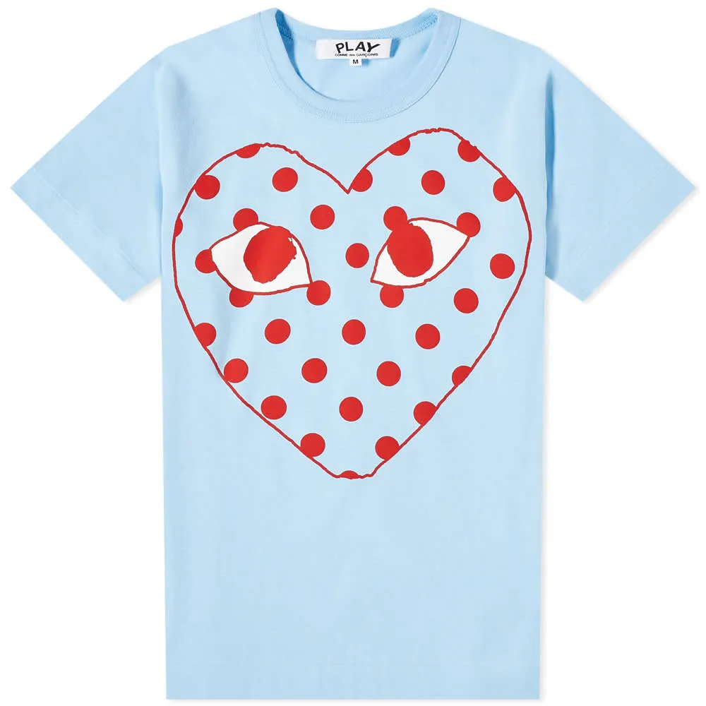 Comme des Garçons Play W Red Heart Polka Dot Logo Tee