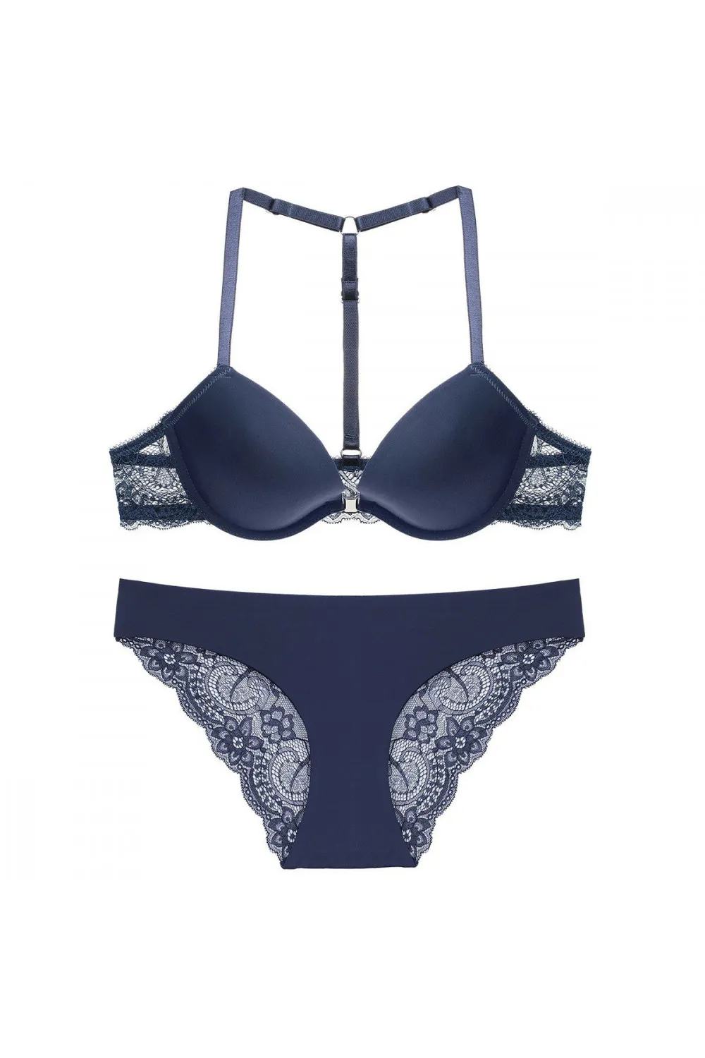 Conjunto de lencería azul de 2 piezas