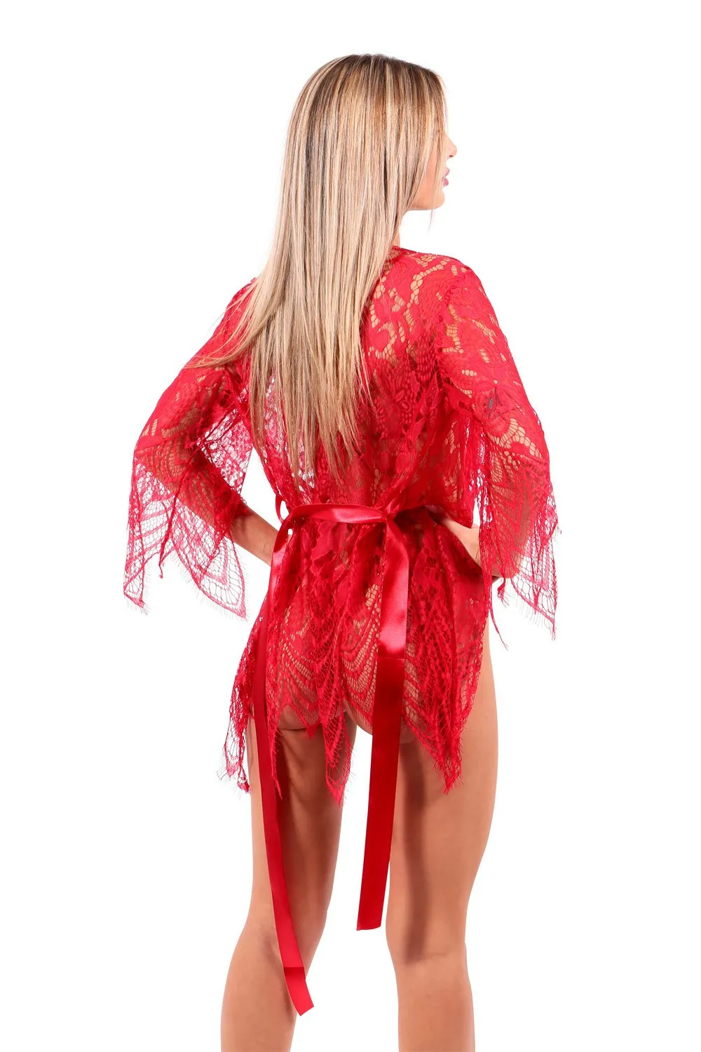 Conjunto de lencería rojo de 3 piezas