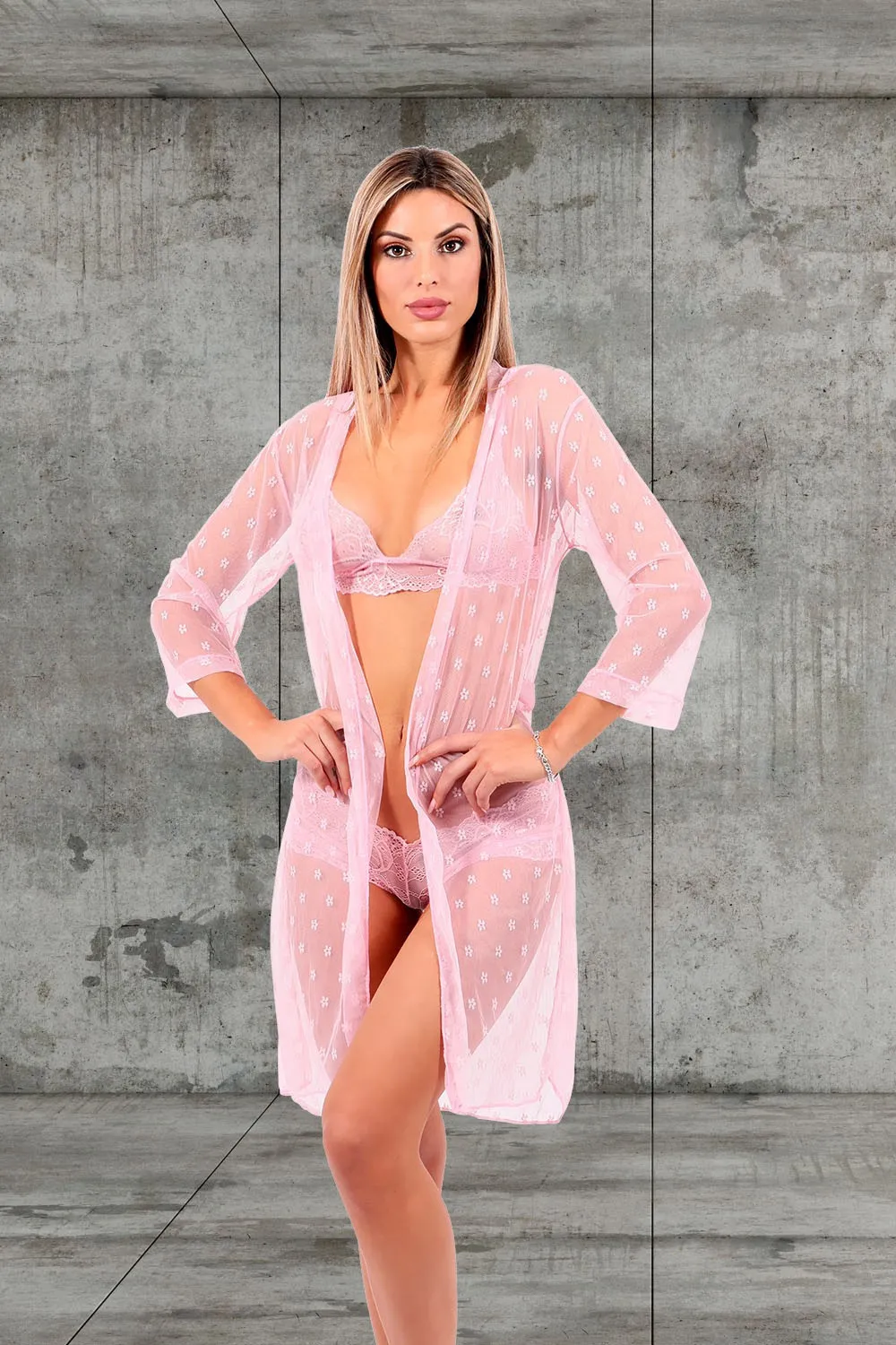 Conjunto de lencería rosa de 3 piezas