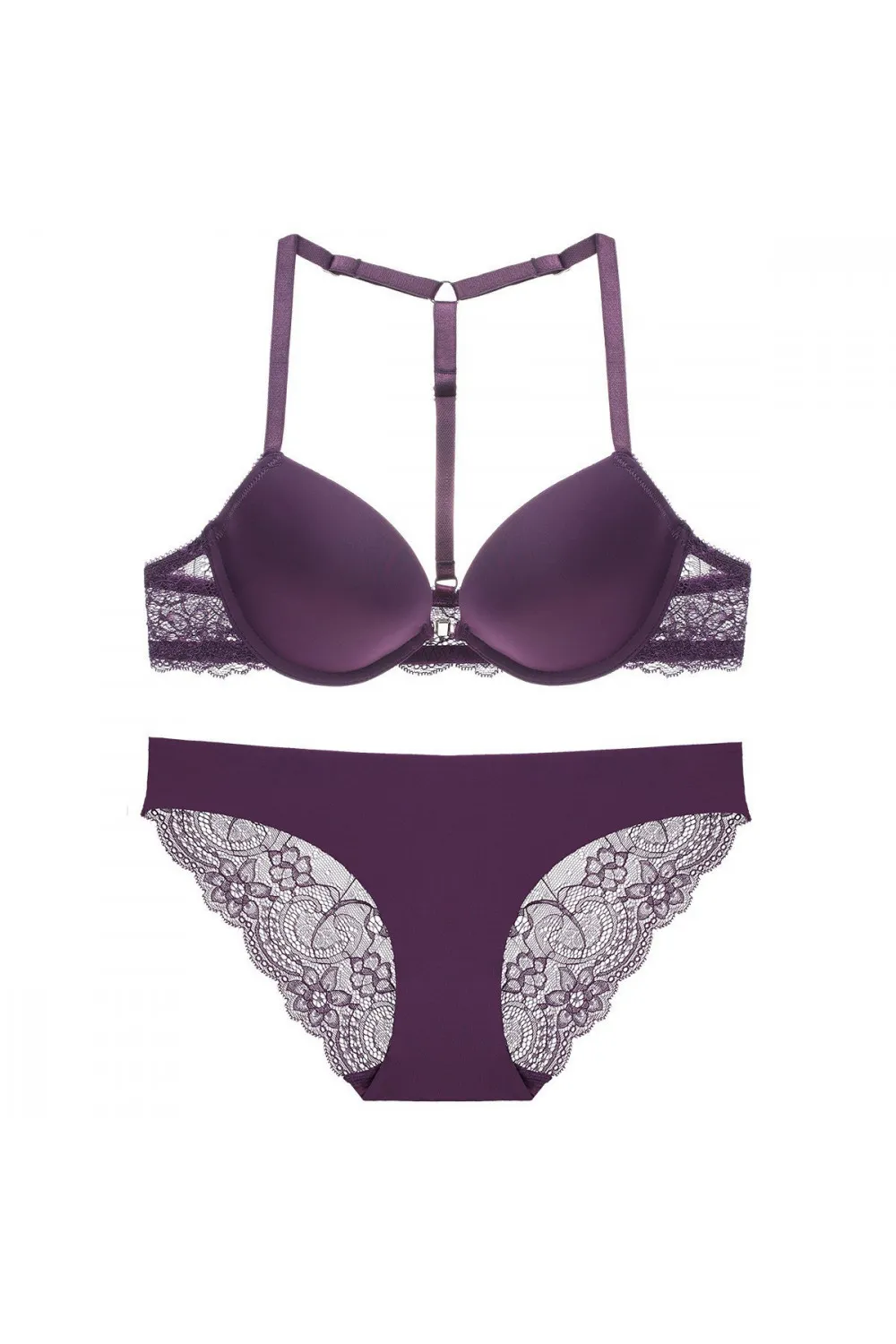 Conjunto de lencería violeta de 2 piezas
