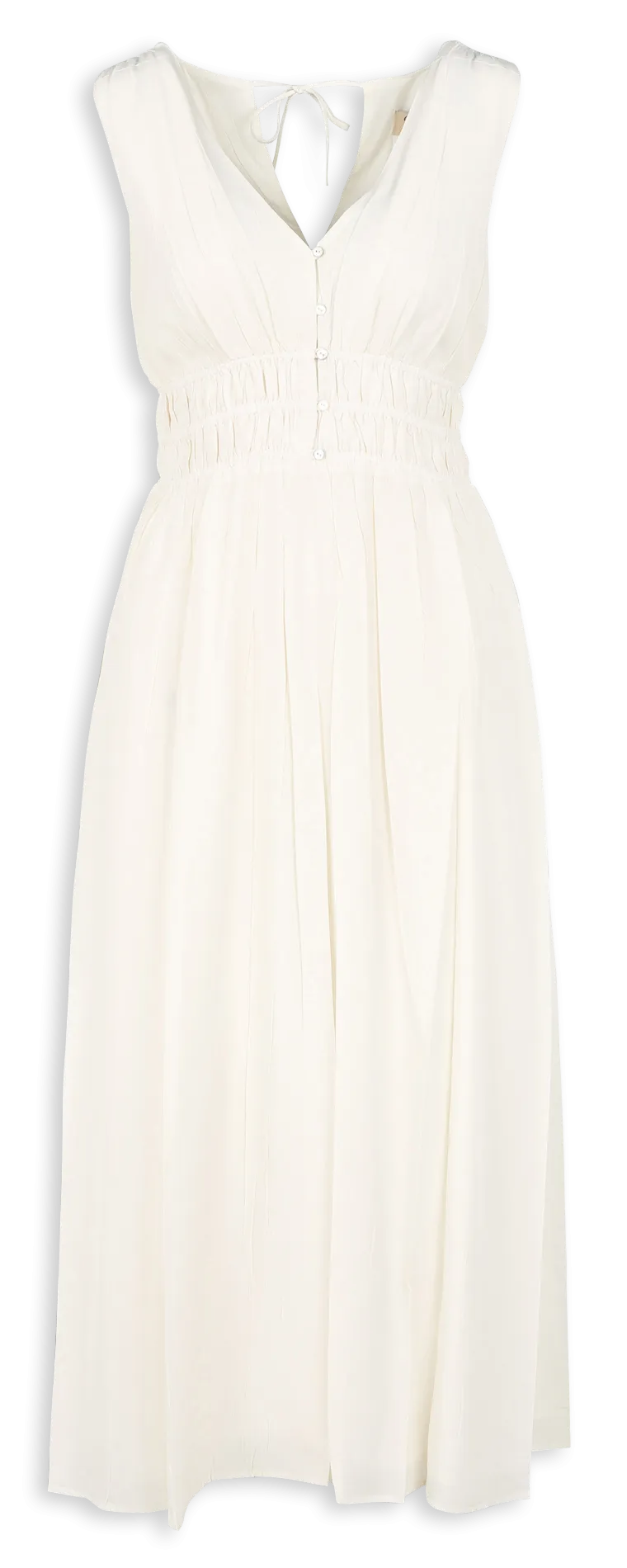 COTELAC Vestido largo recto con cuello de pico en blanco